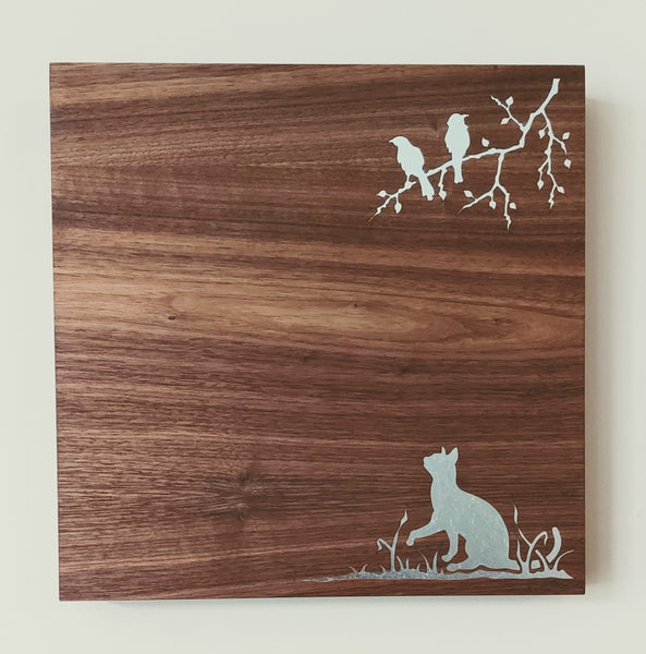 NEW!  Cat with Birds Magnet Board (small)