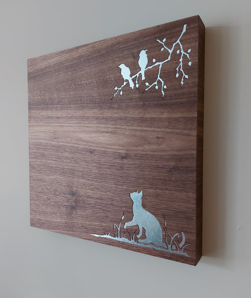 NEW!  Cat with Birds Magnet Board (small)