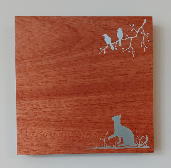 NEW!  Cat with Birds Magnet Board (small)