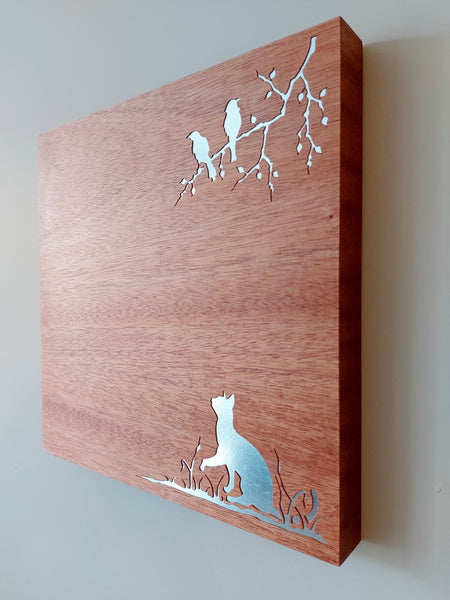 NEW!  Cat with Birds Magnet Board (small)