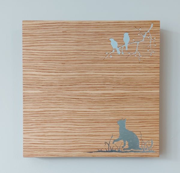 NEW!  Cat with Birds Magnet Board (small)