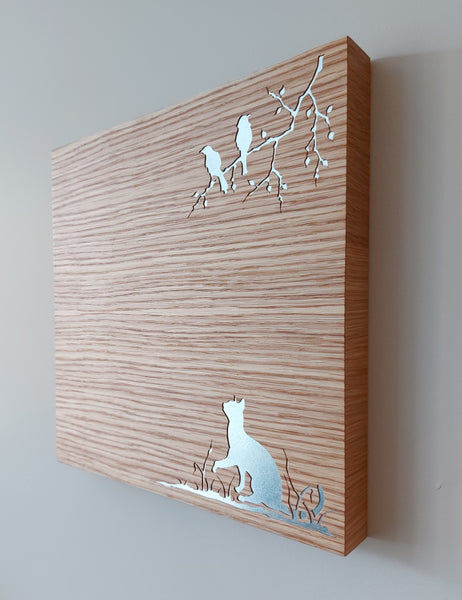 NEW!  Cat with Birds Magnet Board (small)