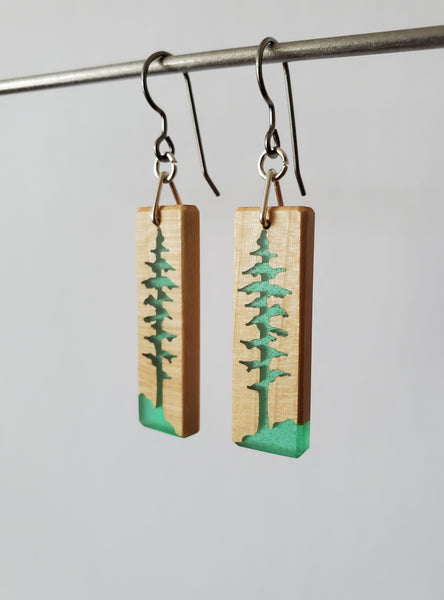 Spruce Tree Earrings - Resin