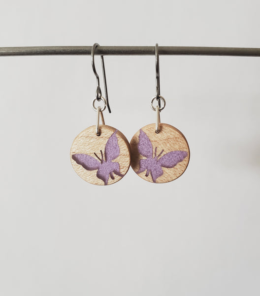 Butterfly Earrings - Resin (round)