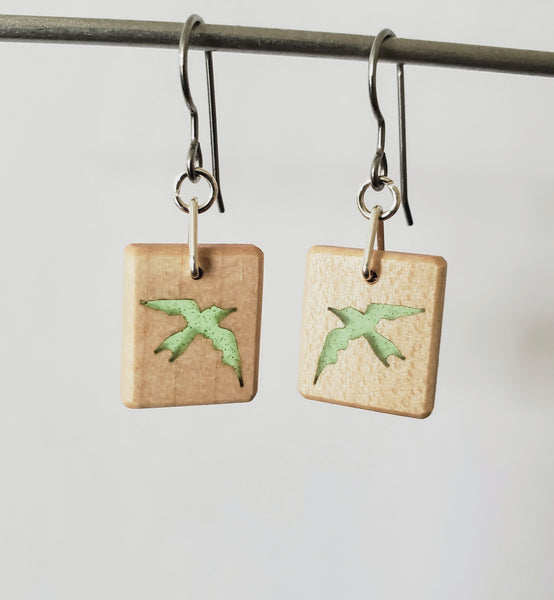 Bird Earrings - Resin (square)